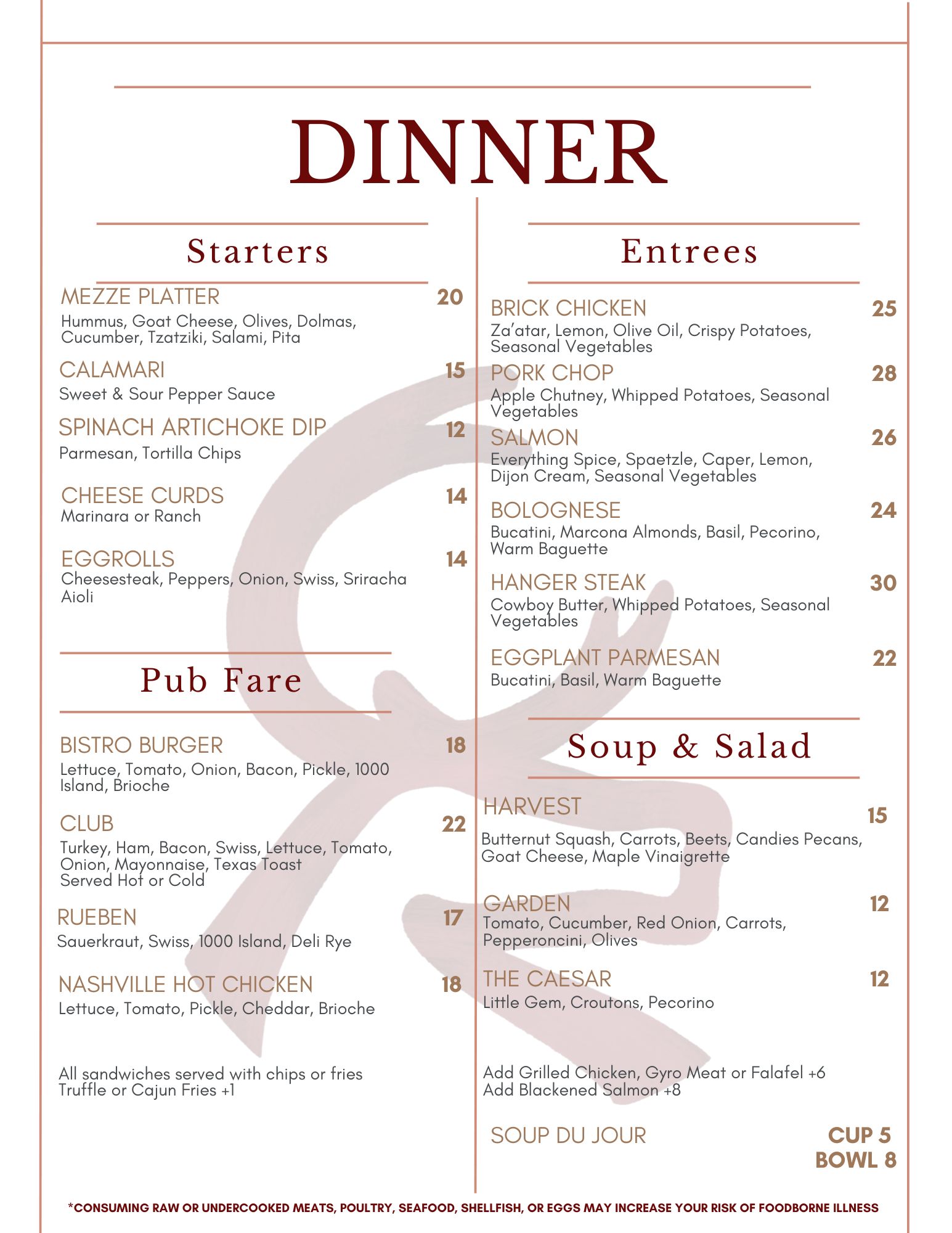 GE Off Season Dinner Menu
