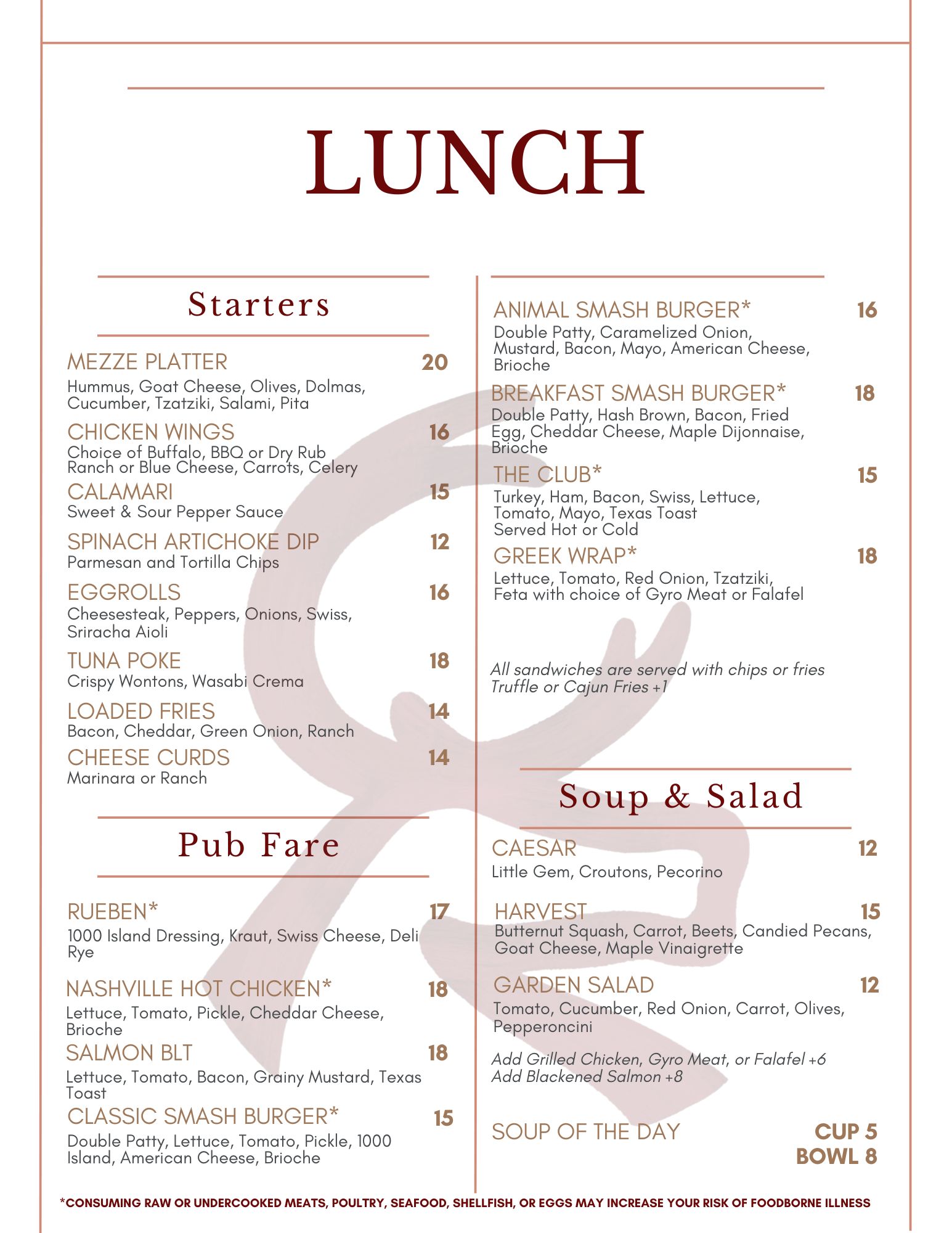 GE Off Season Lunch Menu